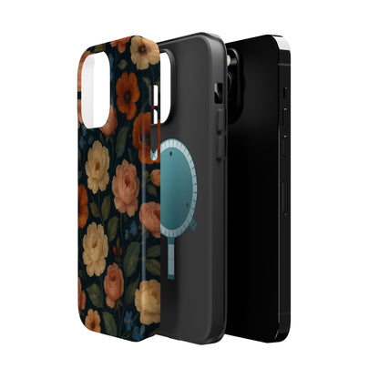 Floral Vintage Rose Magnetic Impact iPhone Case with MagSafe  Shamo's