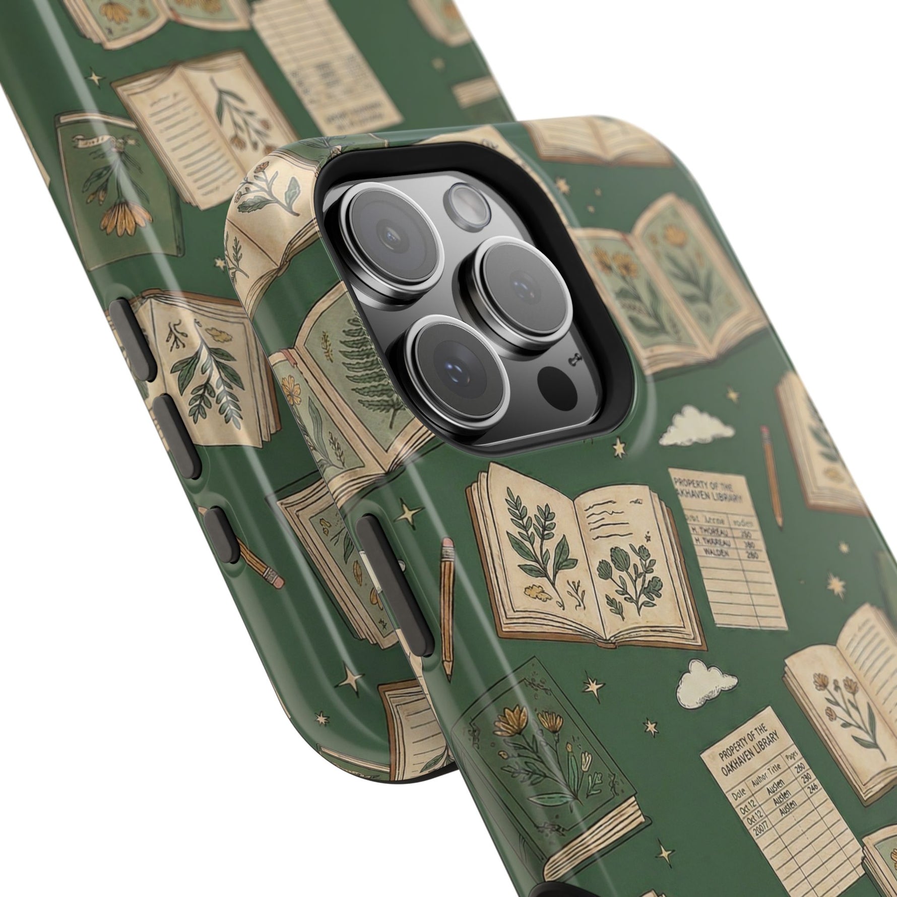 Botanical Journal Pattern iPhone Case | MagSafe Compatible Impact-Resistant Protective Cover