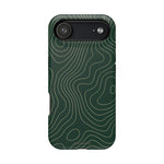 Topographic Green Magnetic Impact-Resistant iPhone Case | MagSafe compatible