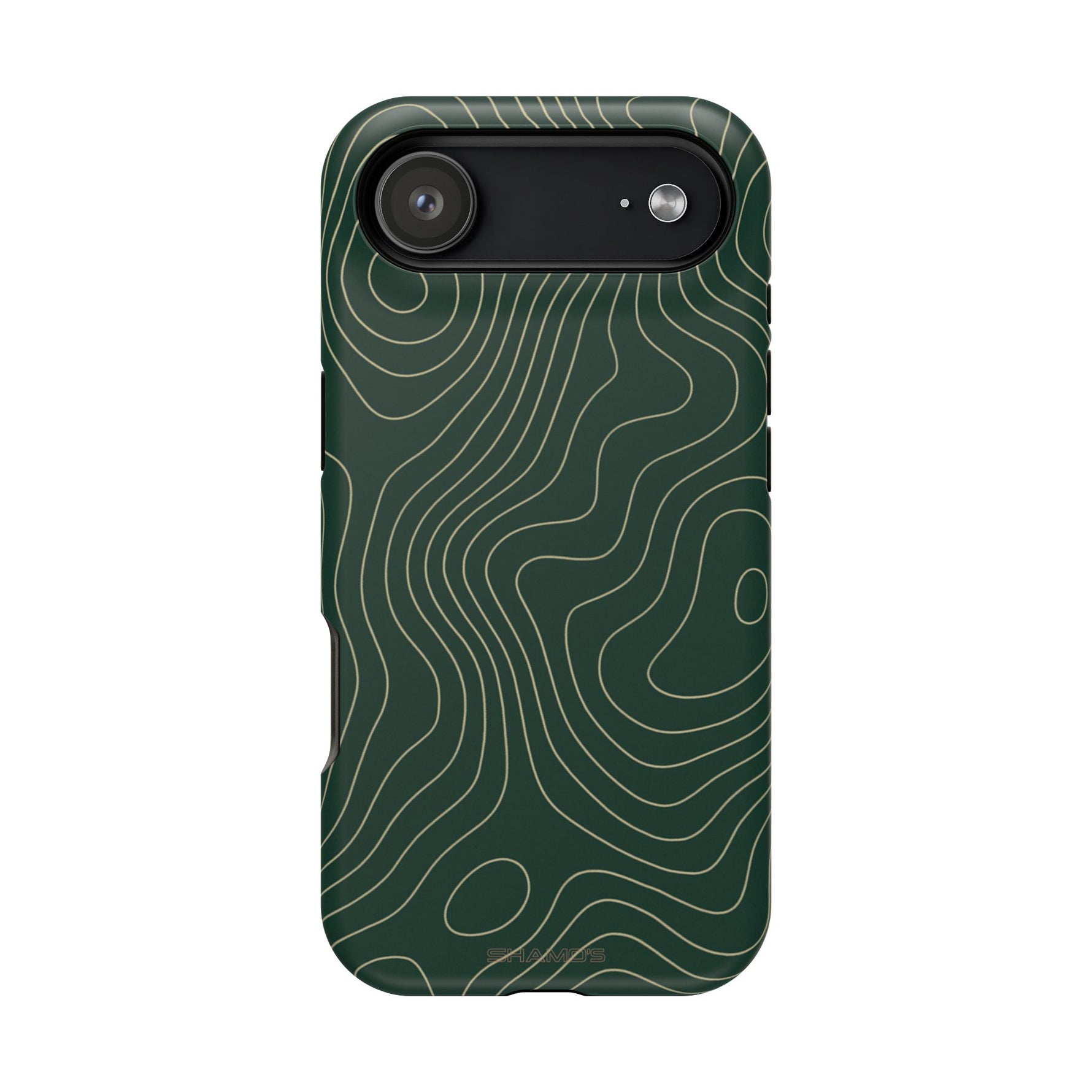 Topographic Green Magnetic Impact-Resistant iPhone Case | MagSafe compatible