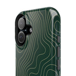 Topographic Green Magnetic Impact-Resistant iPhone Case | MagSafe compatible