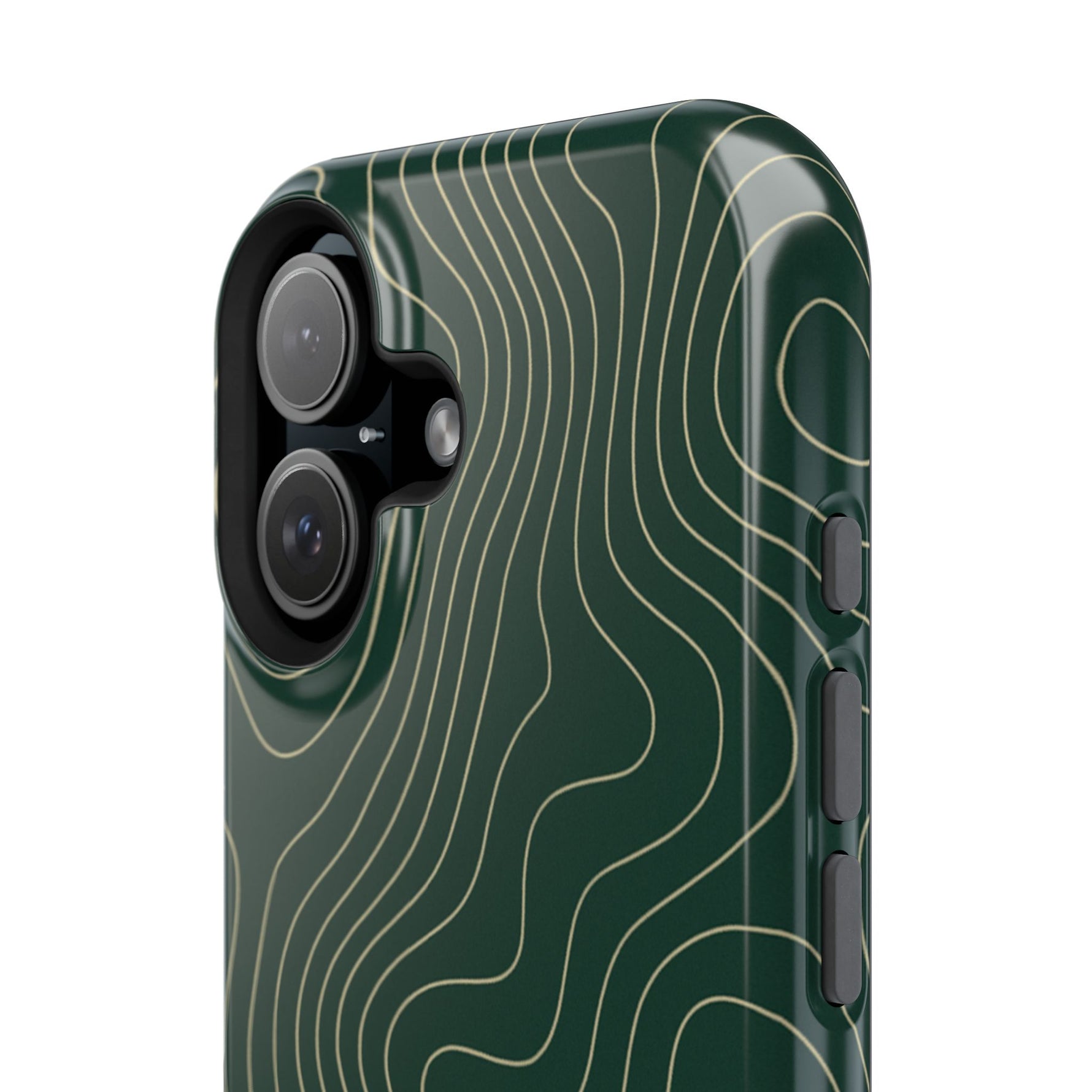 Topographic Green Magnetic Impact-Resistant iPhone Case | MagSafe compatible