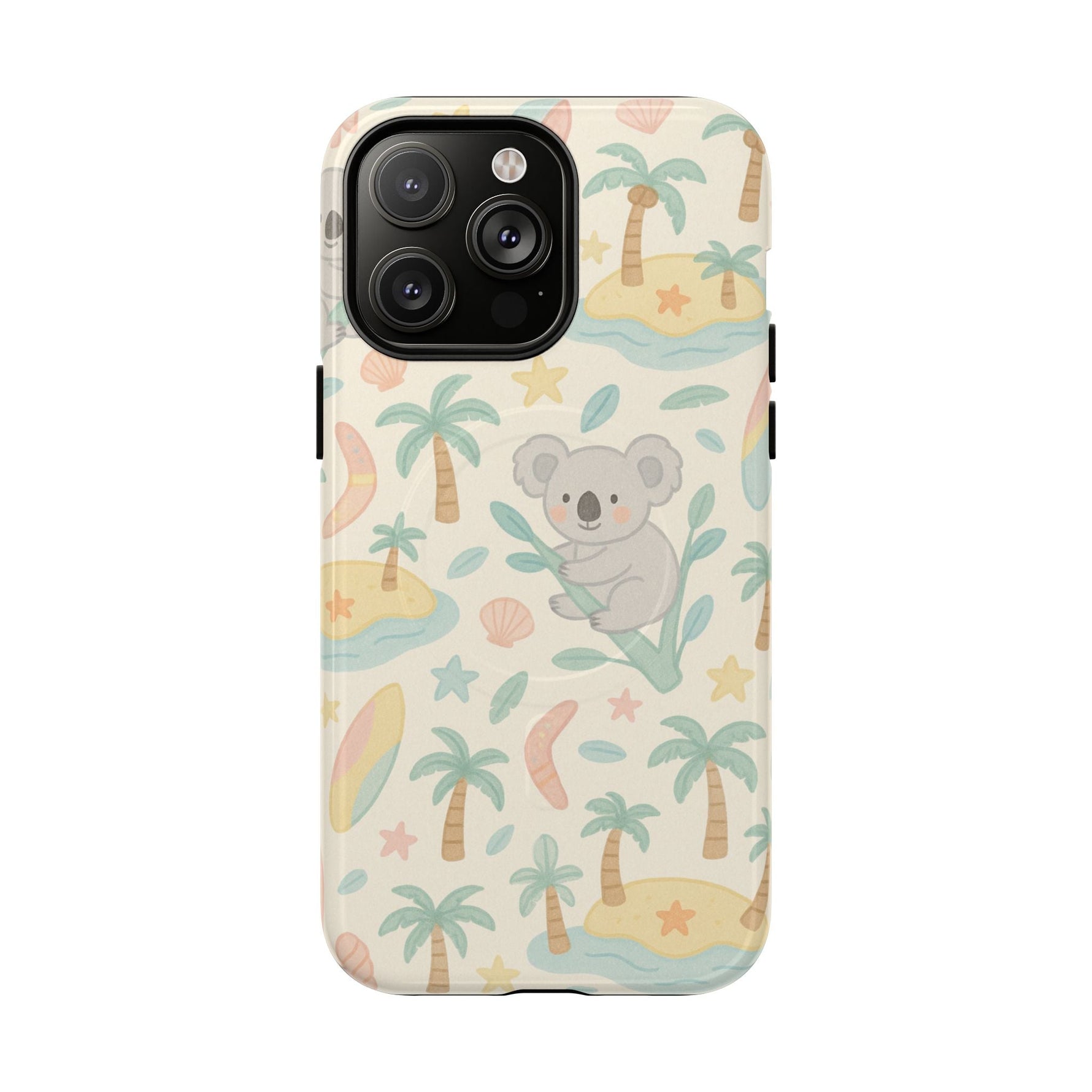 Australia Hand-Drawn Koala Beach iPhone Case — Cute Tropical Palm & Surf Print | with MagSafe  Shamo's iPhone 14 Pro Max / Glossy