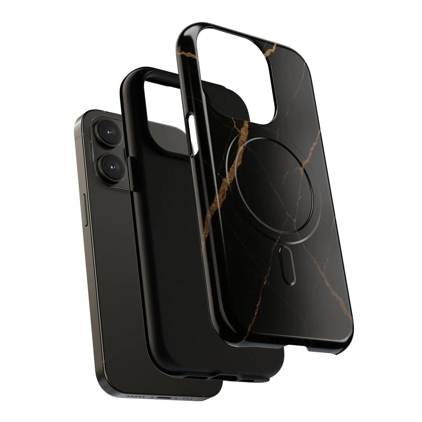 Black & Gold Marble iPhone Case with MagSafe