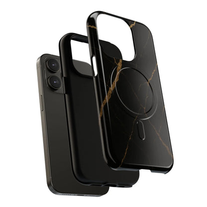 Black & Gold Marble iPhone Case with MagSafe