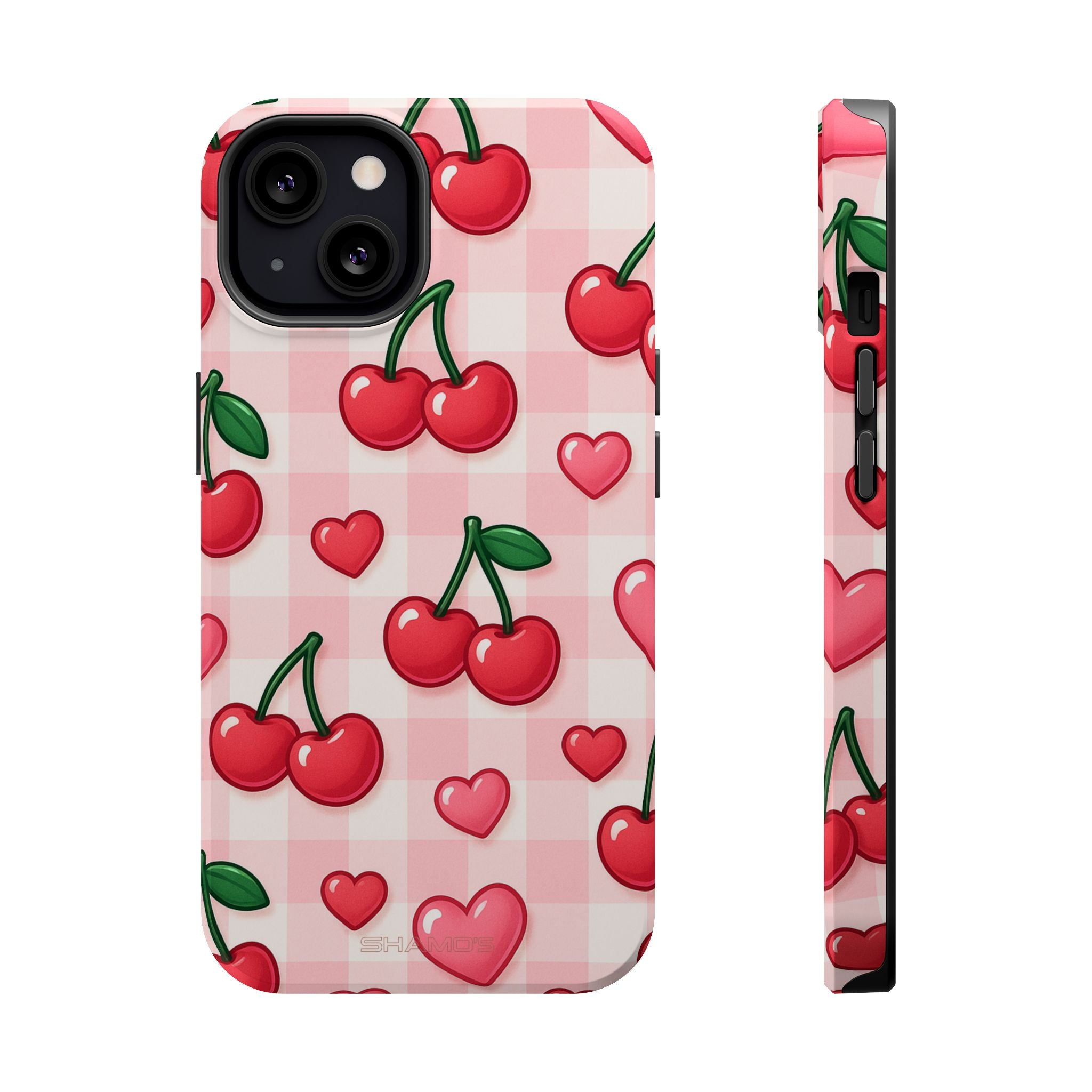 Y2K Cherries & Hearts iPhone Case | MagSafe - iPhone 13 / Glossy - Shamo's