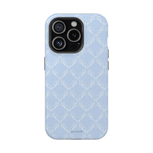 Light Blue Bow-Pattern Impact iPhone Case | MagSafe - iPhone 15 Pro / Glossy - Shamo's