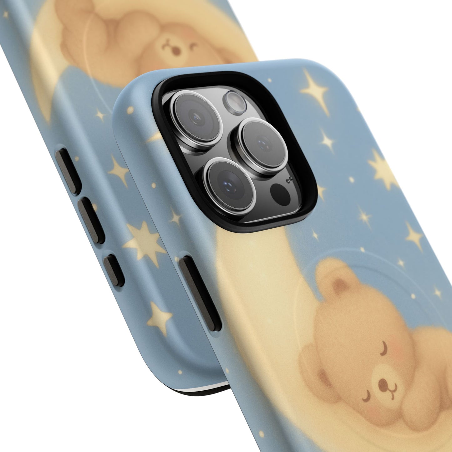 Sleepy Teddy Bear & Stars iPhone Case with MagSafe