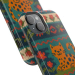 Cozy Knit Leopard Pattern Sweater Holiday Theme iPhone Case with MagSafe compatibility  Shamo's