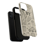 NY City Icons Tough iPhone Case — Statue of Liberty, Pizza & Taxi Pattern | Compatible with MagSafe  Shamo's