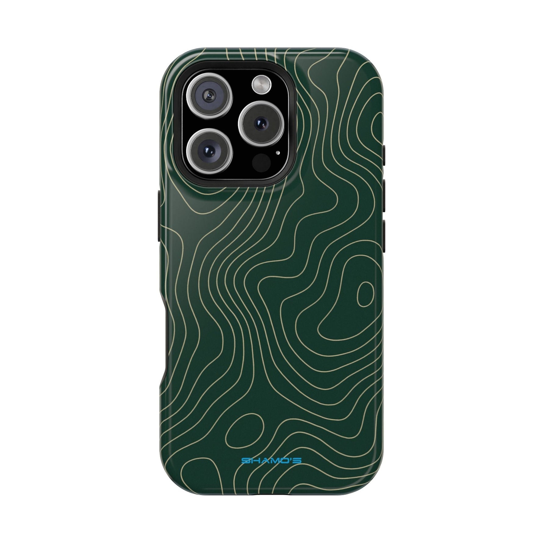 Topographic Green Magnetic Impact-Resistant iPhone Case | MagSafe compatible  Shamo's iPhone 16 Pro / Glossy
