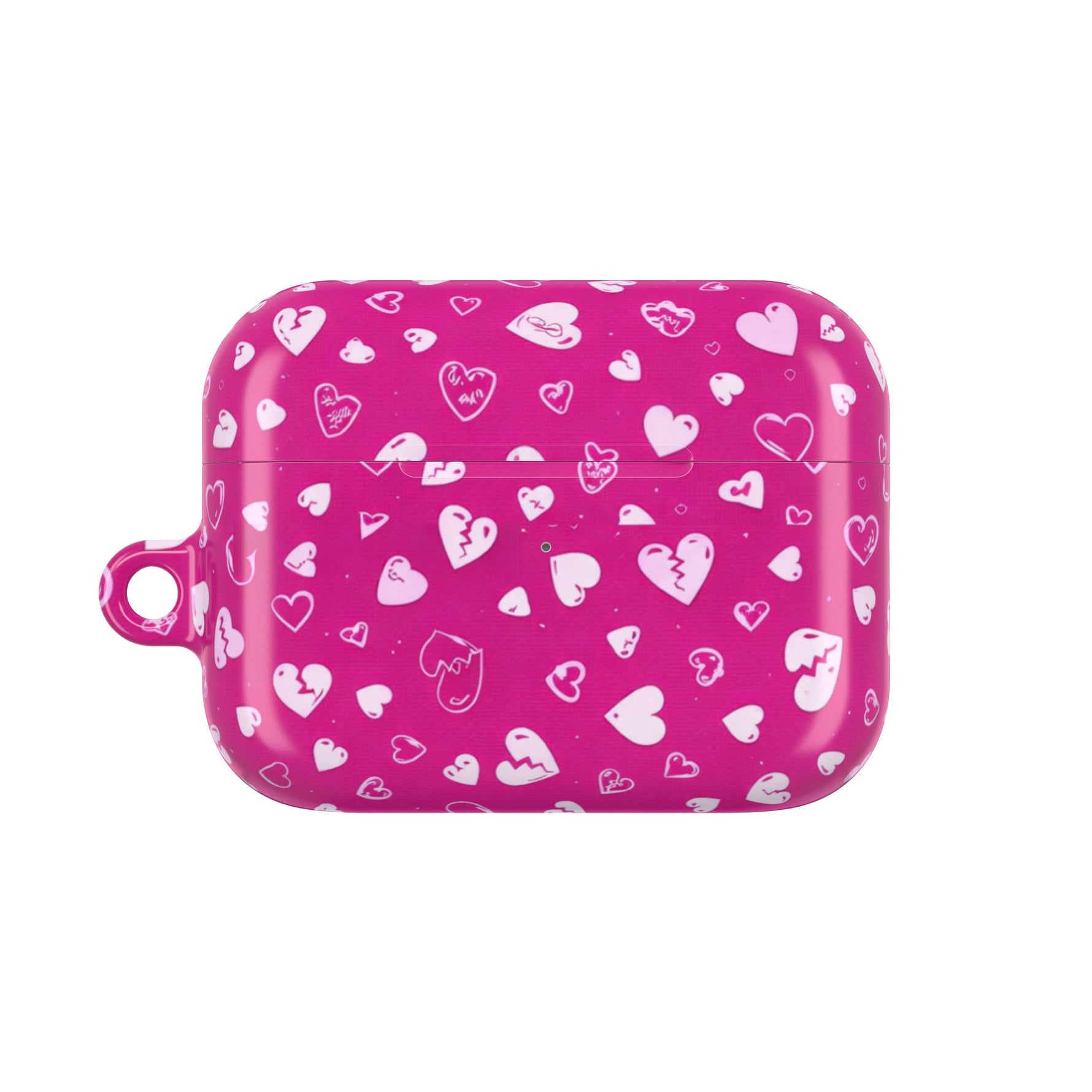 Pink Broken Heart Pattern AirPod Case — Cute Valentine Protective Charging Case