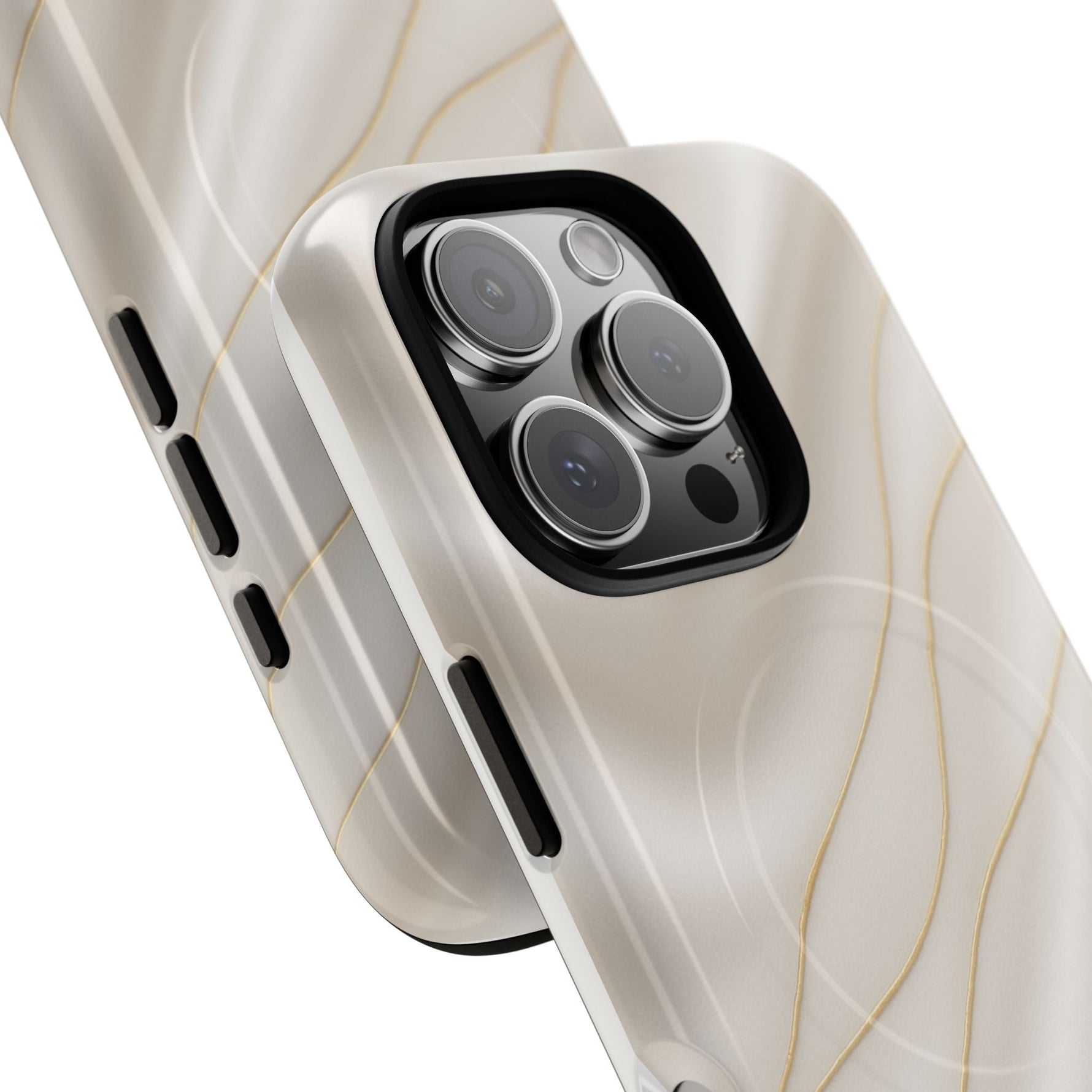 White Silk Gold Luxury iPhone Case with MagSafe  Shamo's