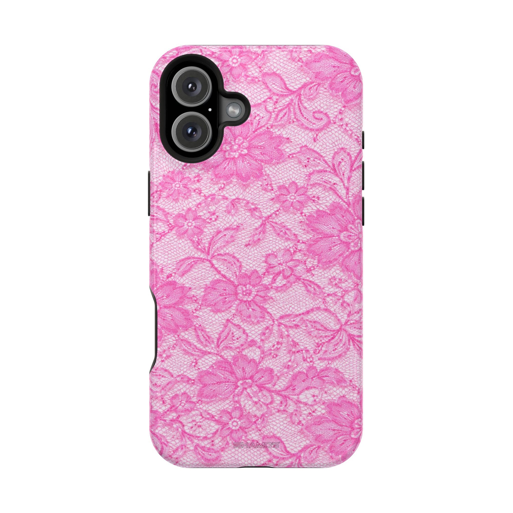 Pink Lingerie Lace Print Impact-Resistant iPhone Case | MagSafe - iPhone 16 Plus / Glossy - Shamo's