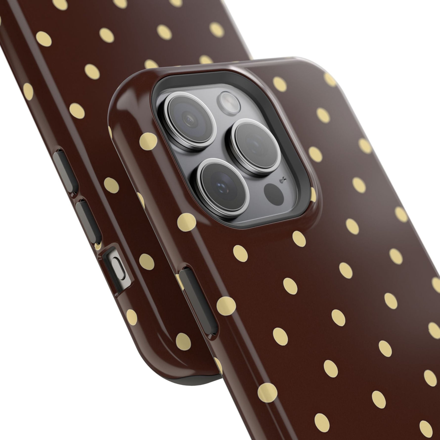 Polka Dot iPhone Case — Brown & Cream Protective Cover with MagSafe compatibility  Shamo's