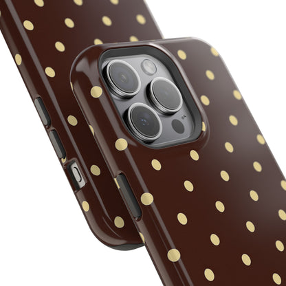 Polka Dot iPhone Case — Brown & Cream Protective Cover with MagSafe compatibility