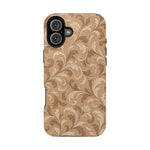 Saddle Scrolls – Tan Western Scrollwork MagSafe Phone Case, glossy iPhone 16 Plus, rear view