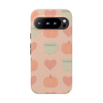 Autumn Cozy iPhone Case – Pumpkin, Heart & Coffee Cup Pattern  Shamo's Google Pixel 9 Pro / Matte