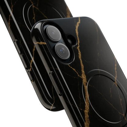 Black & Gold Marble iPhone Case with MagSafe