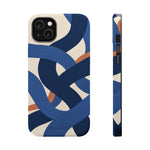 Indigo Loom MagSafe Phone Case – Blue & Ivory Abstract Woven Pattern