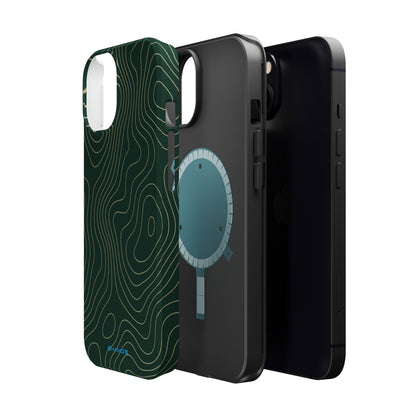 Topographic Green Magnetic Impact-Resistant iPhone Case | MagSafe compatible  Shamo's