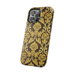 Gold Damask Magnetic Impact-Resistant iPhone Case with MagSafe Compatibility