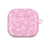 Pink Bow Pattern AirPod Case — Cute Floral Bow Protective Case