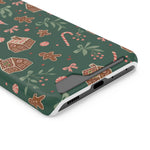 Holiday Gingerbread Phone Case with Card Holder — Festive Green Candy Cane Design  Shamo's