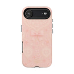 Balletcore Pink Floral Lace iPhone Case with Bow | Works with MagSafe - Shamo's