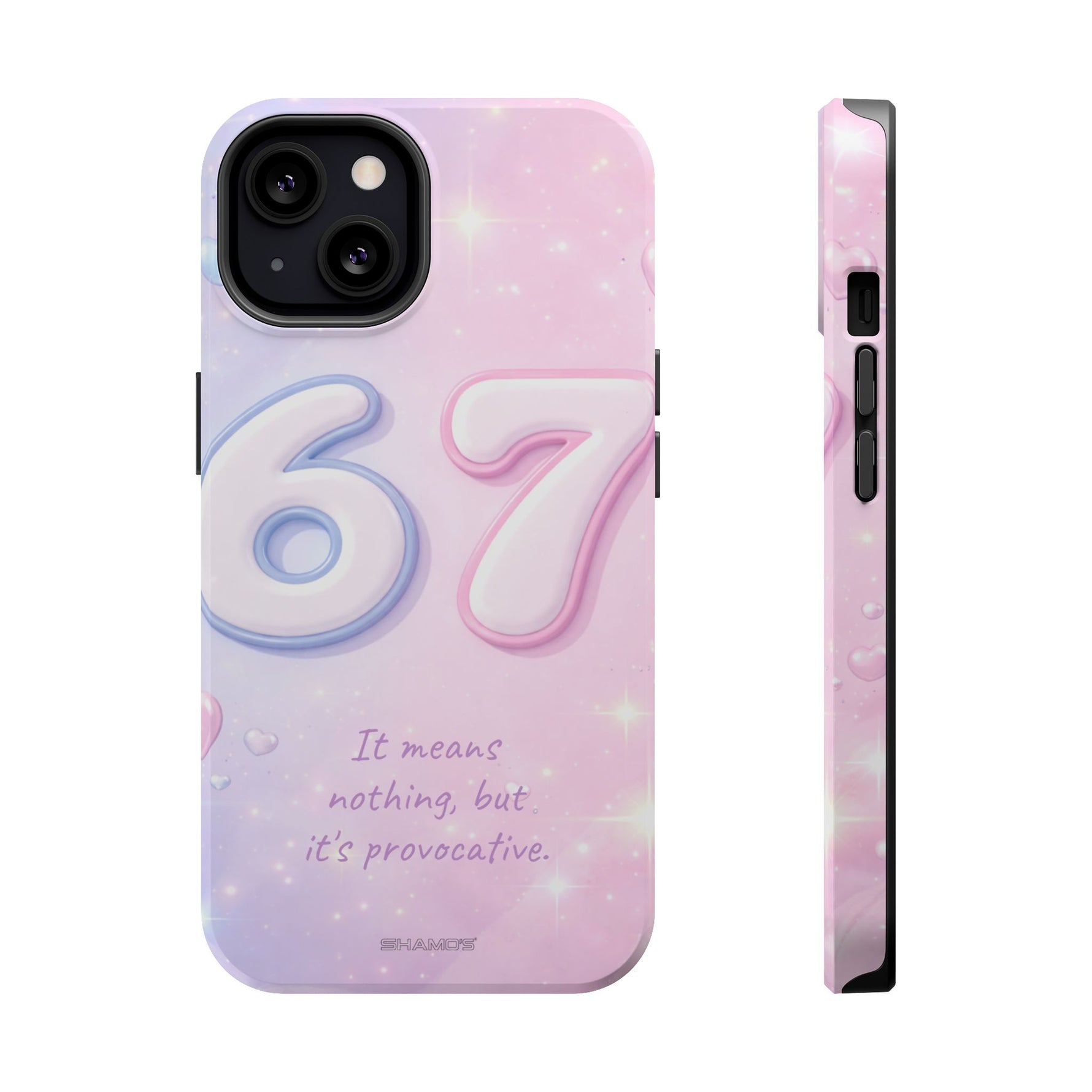 6 7 Viral TikTok Trend Pastel Aesthetic Magnetic Impact-Resistant iPhone Case, Personalizable Text and MagSafe Compatible