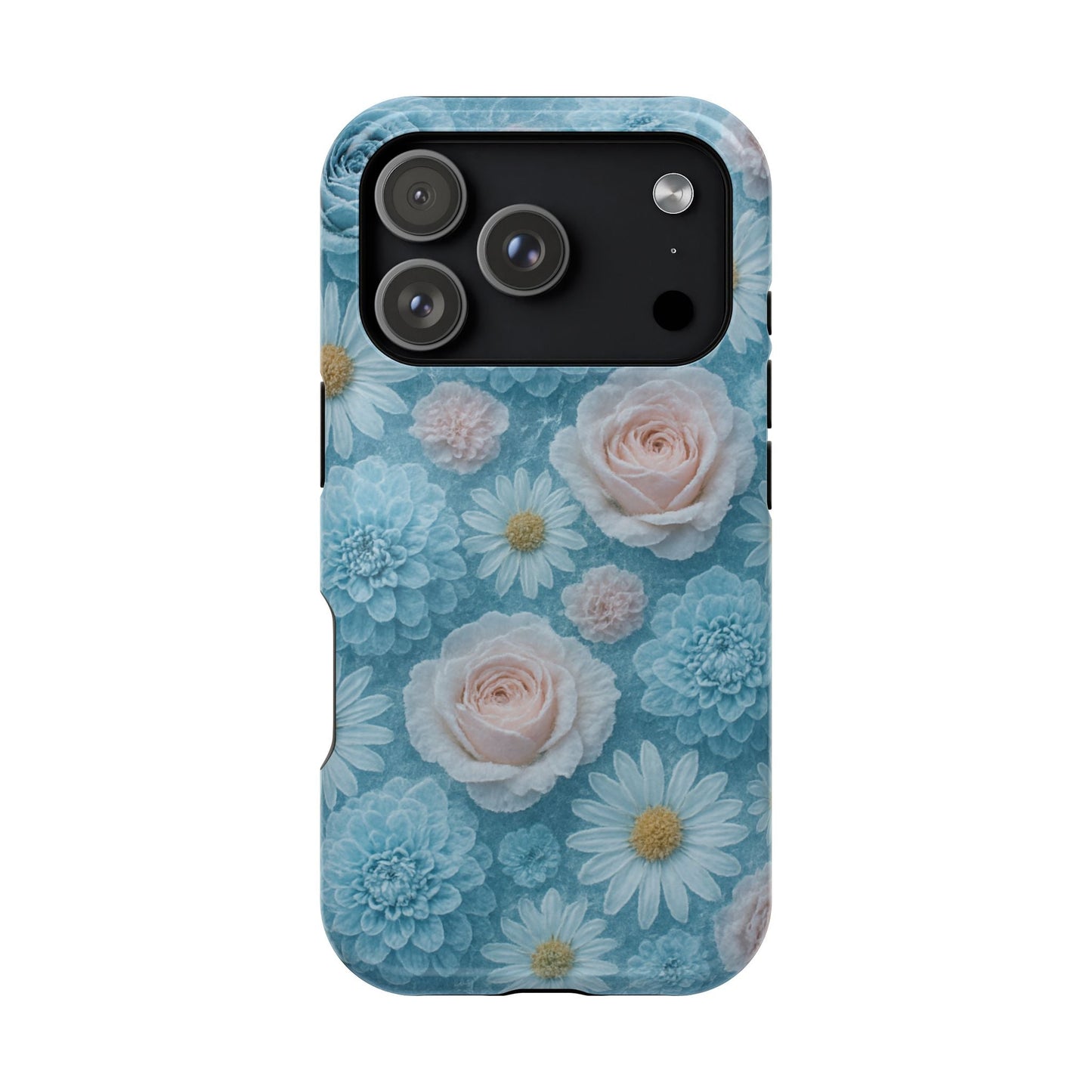 Frozen Floral Rose & Daisy Impact iPhone Case | MagSafe compatible  Shamo's iPhone 17 Pro / Glossy