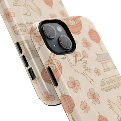 Japan Hand-Drawn Cherry Blossom iPhone Case with MagSafe