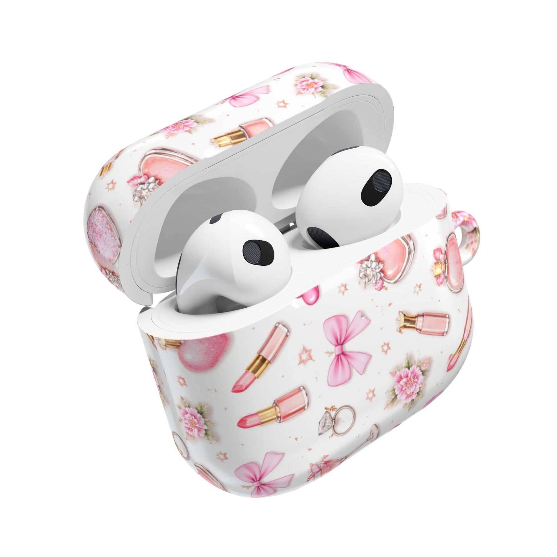 AirPods Case, Pink Beauty Boss Lady Makeup Pattern Silicone Protective Cover