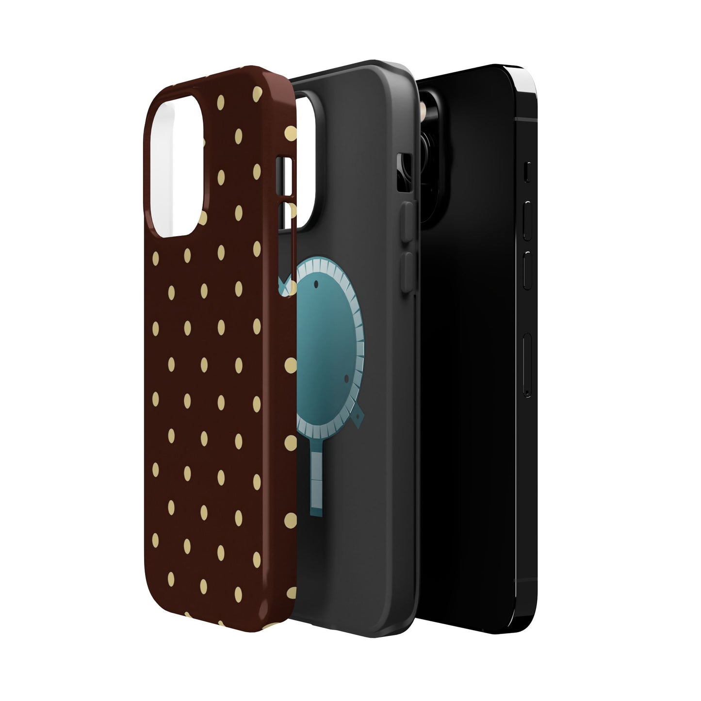 Polka Dot iPhone Case — Brown & Cream Protective Cover with MagSafe compatibility