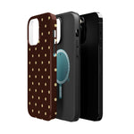 Polka Dot iPhone Case — Brown & Cream Protective Cover with MagSafe compatibility  Shamo's