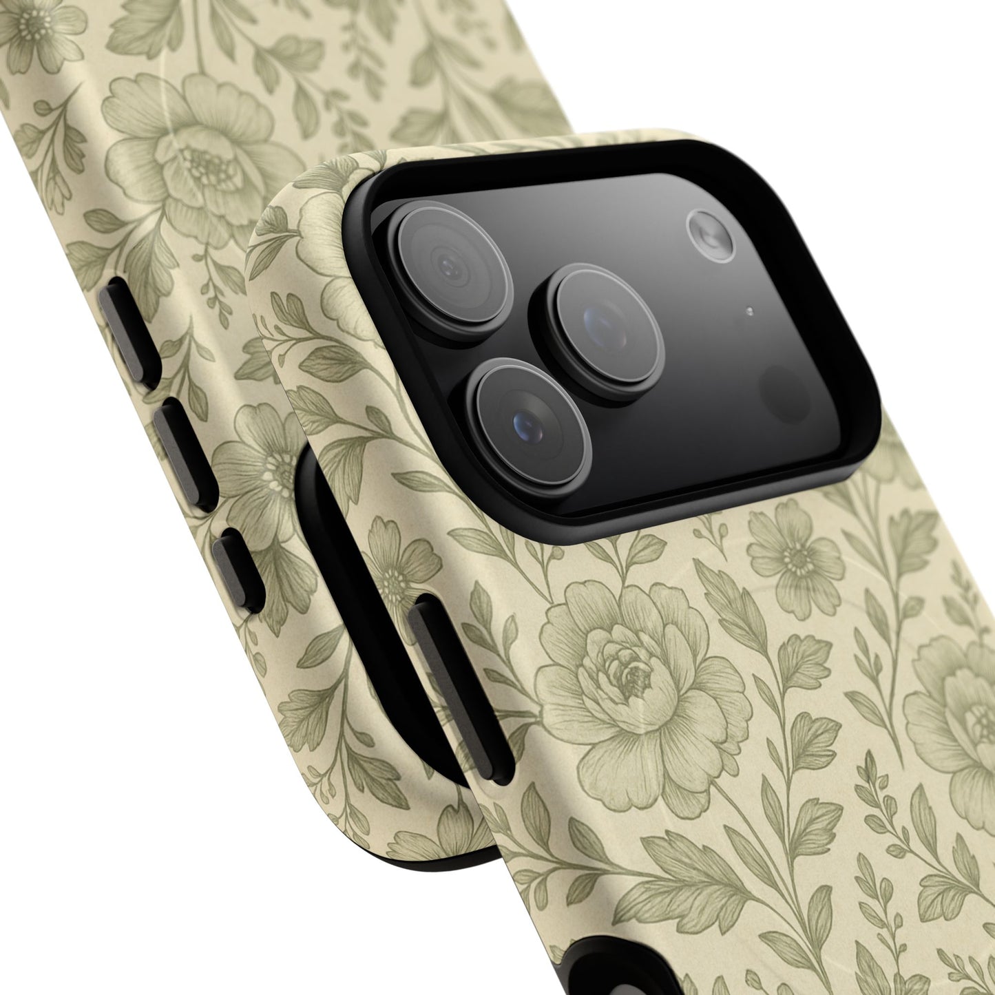 Sage Pattern Vintage Floral iPhone Case | Compatible with MagSafe