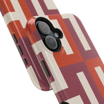 Retro Geometric Magnetic MagSafe Compatible Impact Phone Case — Bold Red & Terracotta Pattern