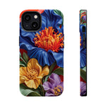 Electric Paradise MagSafe Phone Case – Cobalt Floral & Coral Waves | Glossy