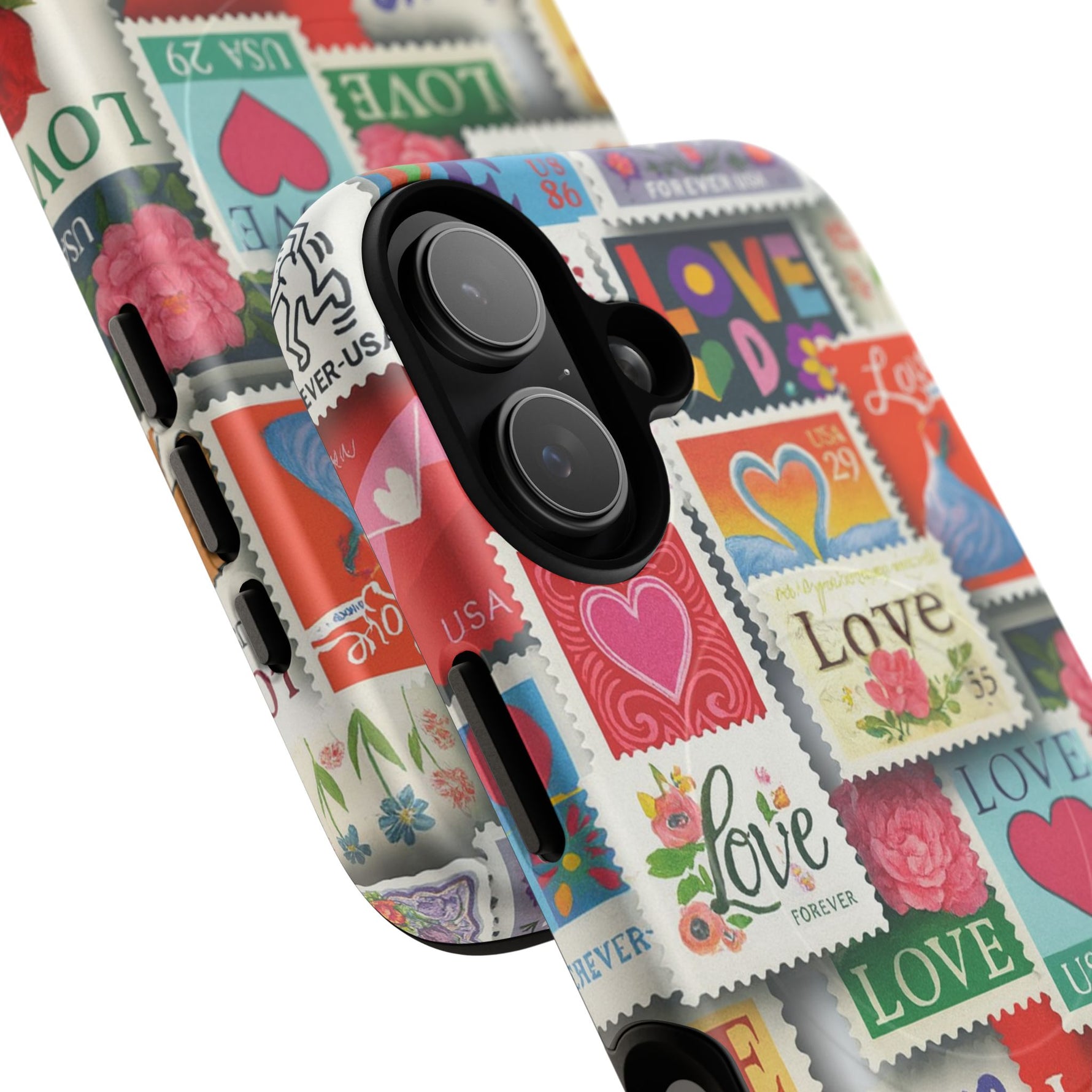 Vintage Romantic Love Stamp iPhone Case | Tough Protection + MagSafe