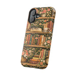Floral Bookshelf iPhone Case — MagSafe Magnetic, Impact-Resistant