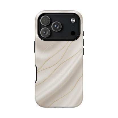 White Silk Gold Luxury iPhone Case with MagSafe - Shamo's