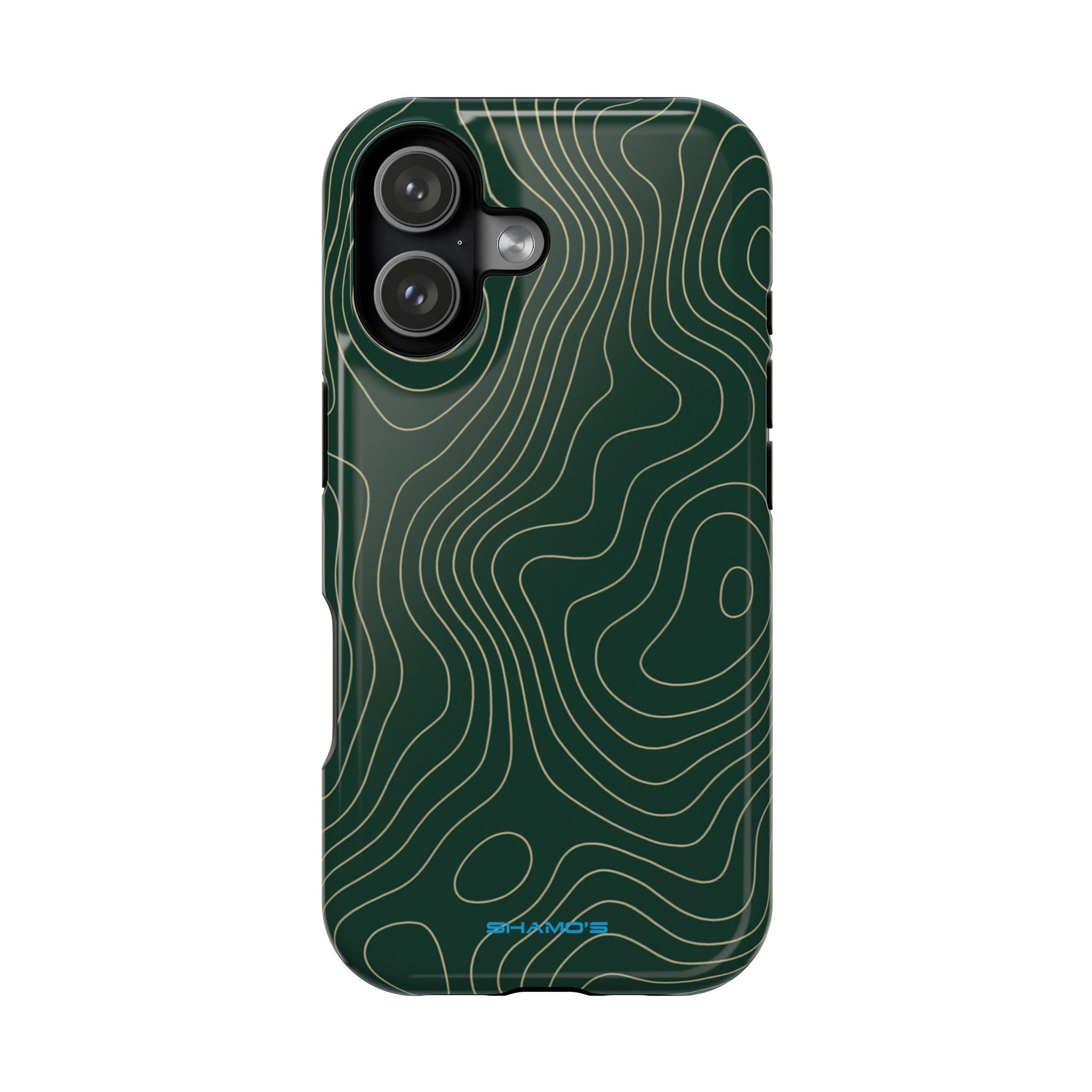 Topographic Green Magnetic Impact-Resistant iPhone Case | MagSafe compatible  Shamo's iPhone 17 Pro Max / Matte