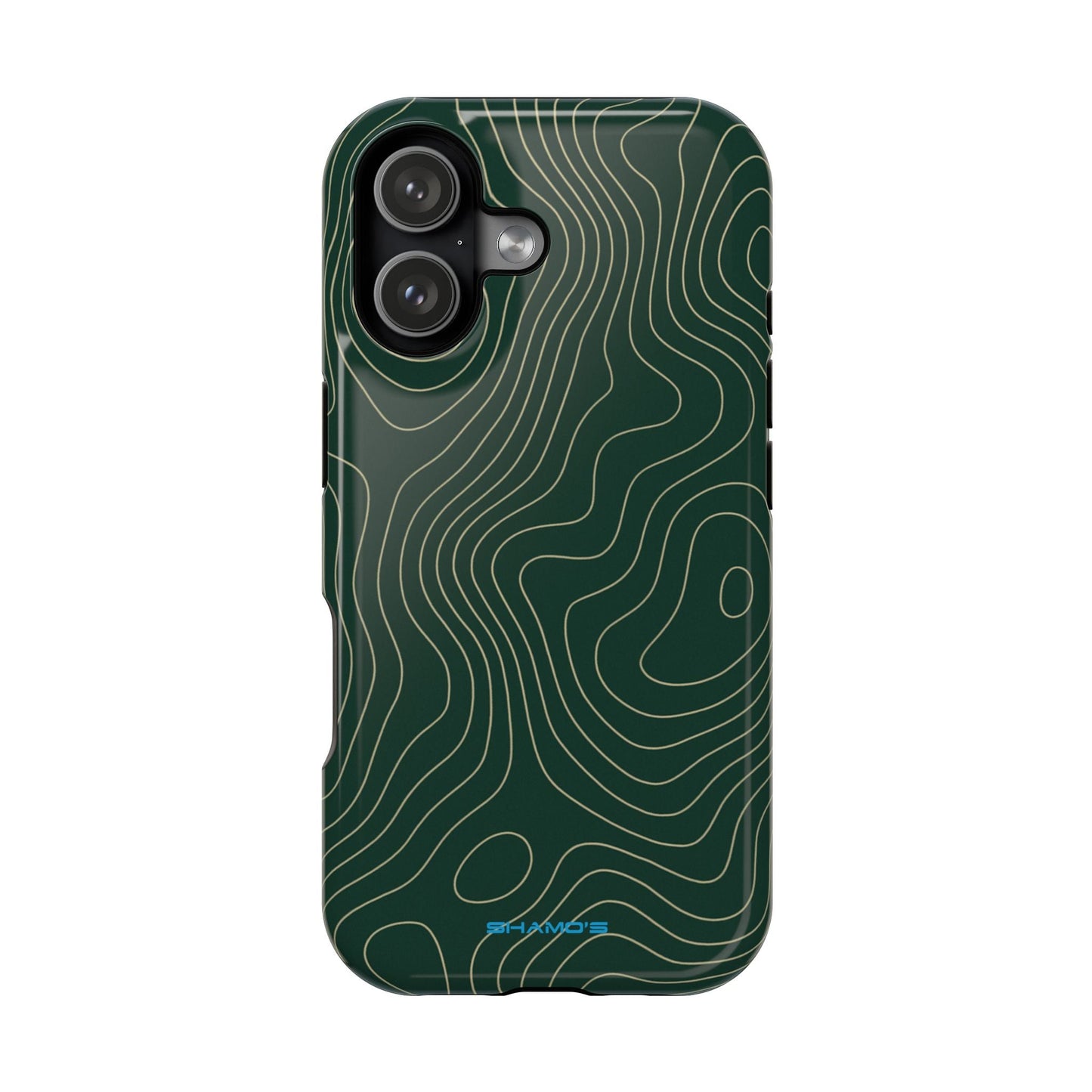 Topographic Green Magnetic Impact-Resistant iPhone Case | MagSafe compatible  Shamo's iPhone 17 / Glossy