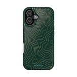 Topographic Green Magnetic Impact-Resistant iPhone Case | MagSafe compatible  Shamo's iPhone 17 / Glossy