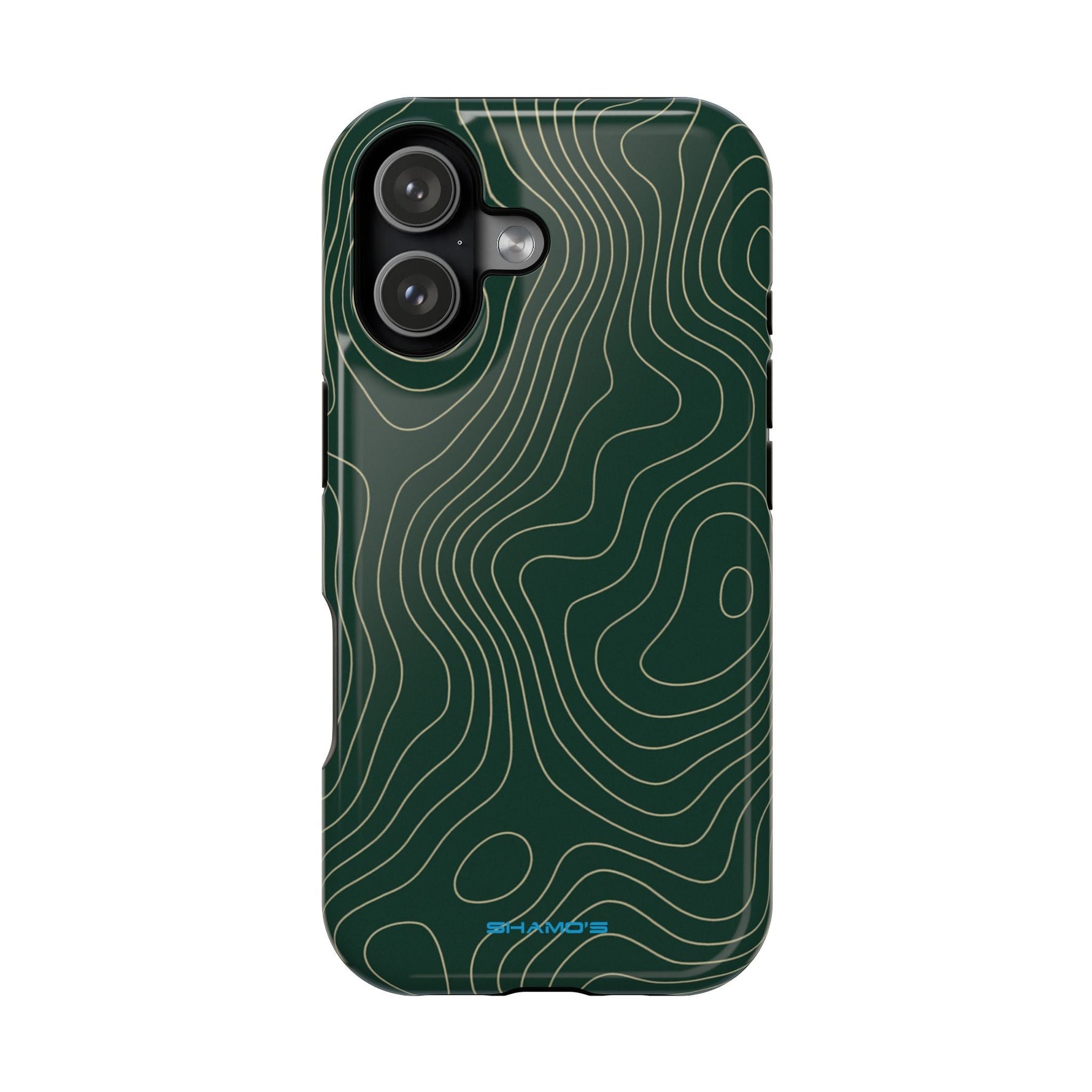 Topographic Green Magnetic Impact-Resistant iPhone Case | MagSafe compatible  Shamo's iPhone 17 / Glossy