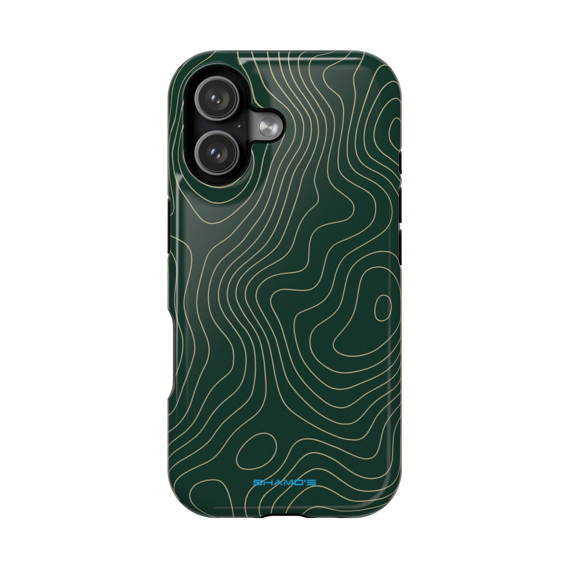 Topographic Green Magnetic Impact-Resistant iPhone Case | MagSafe compatible  Shamo's iPhone 17 / Glossy