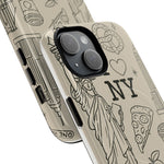 NY City Icons Tough iPhone Case — Statue of Liberty, Pizza & Taxi Pattern | Compatible with MagSafe  Shamo's