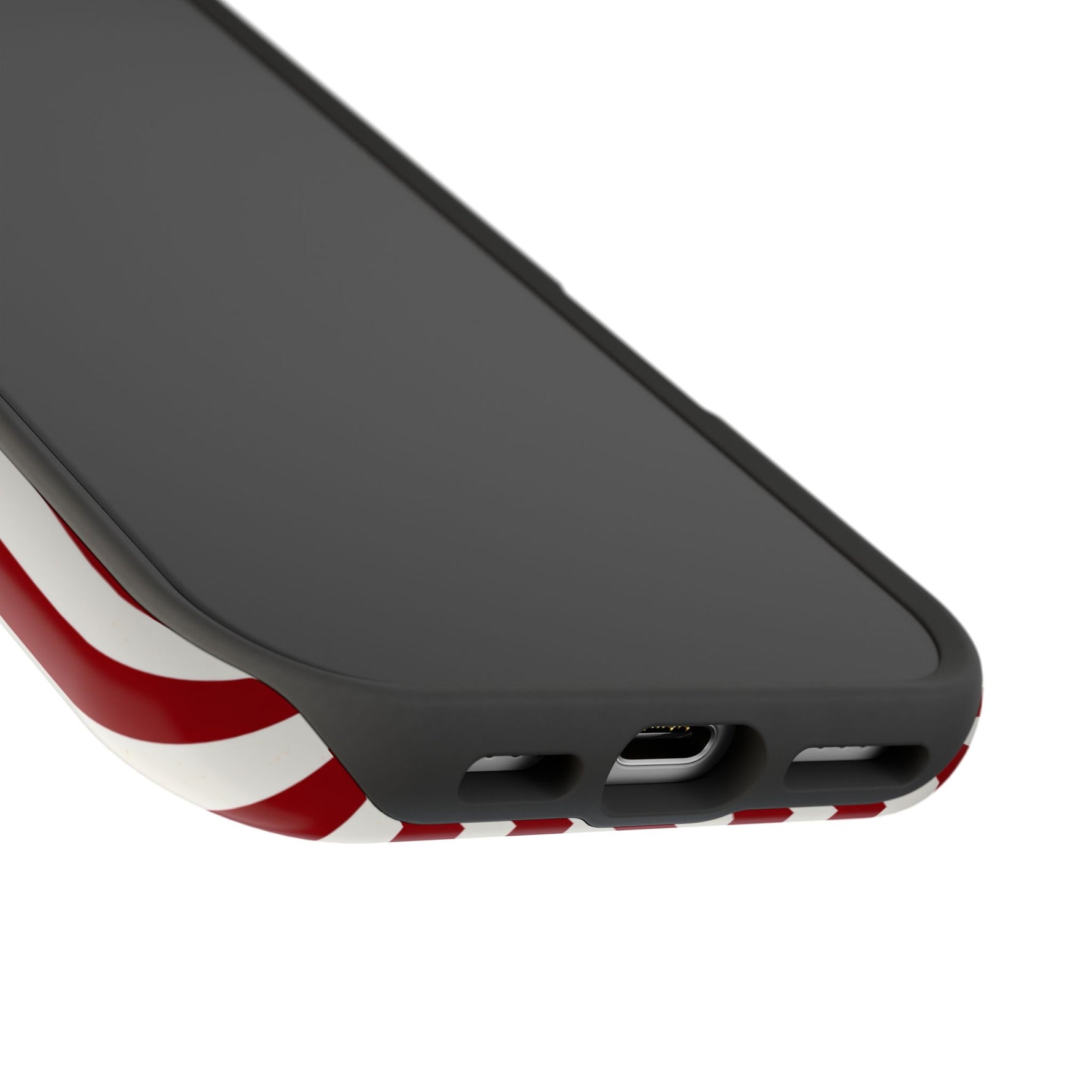 Funda personalizada a rayas — Diseño de corazón rojo y blanco (nombres personalizados)