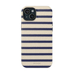 Navy & Cream Ribbed Holiday Sweater Design iPhone Case with MagSafe compatibility