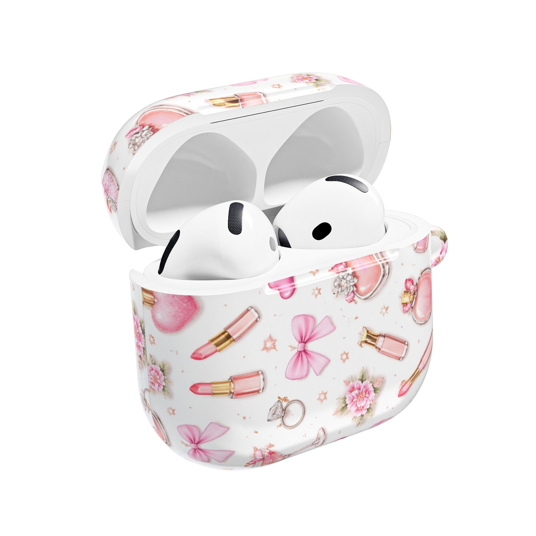 AirPods Case, Pink Beauty Boss Lady Makeup Pattern Silicone Protective Cover